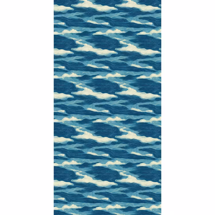 Behang - Golven - Abstract - Patroon - Blauw - Wit — 2