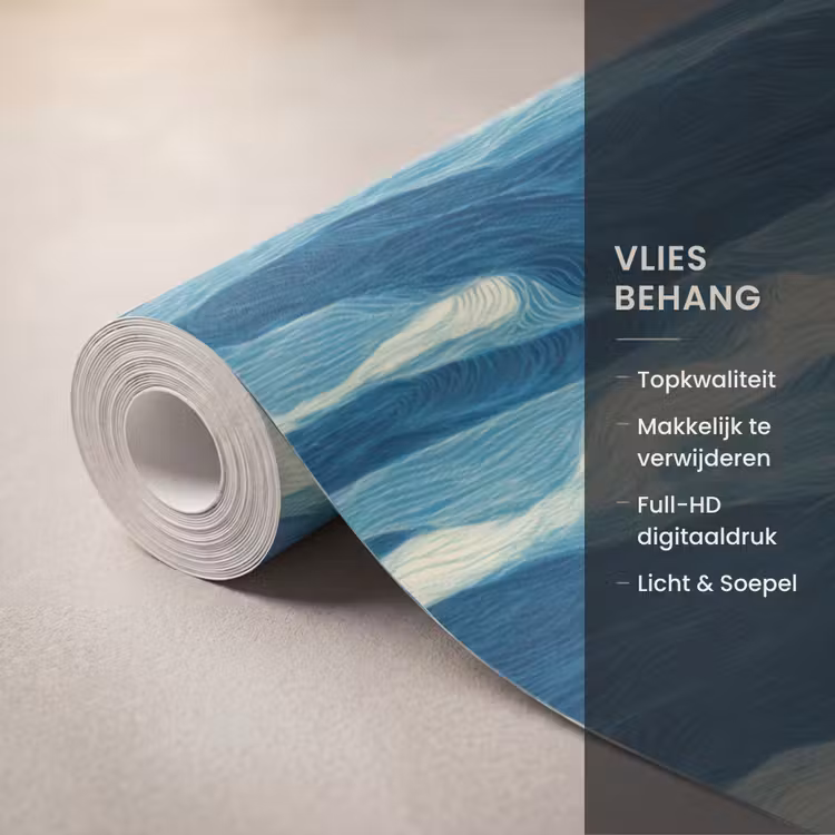 Behang - Golven - Abstract - Patroon - Blauw - Wit — 3
