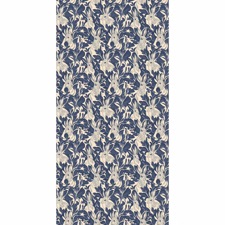 Behang - Hazen - Bladeren - Patroon - Blauw - Beige — 2
