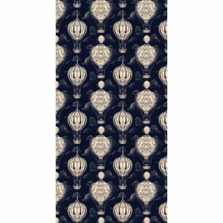 Behang - Luchtballonnen - Wolken - Patroon - Donkerblauw — 2