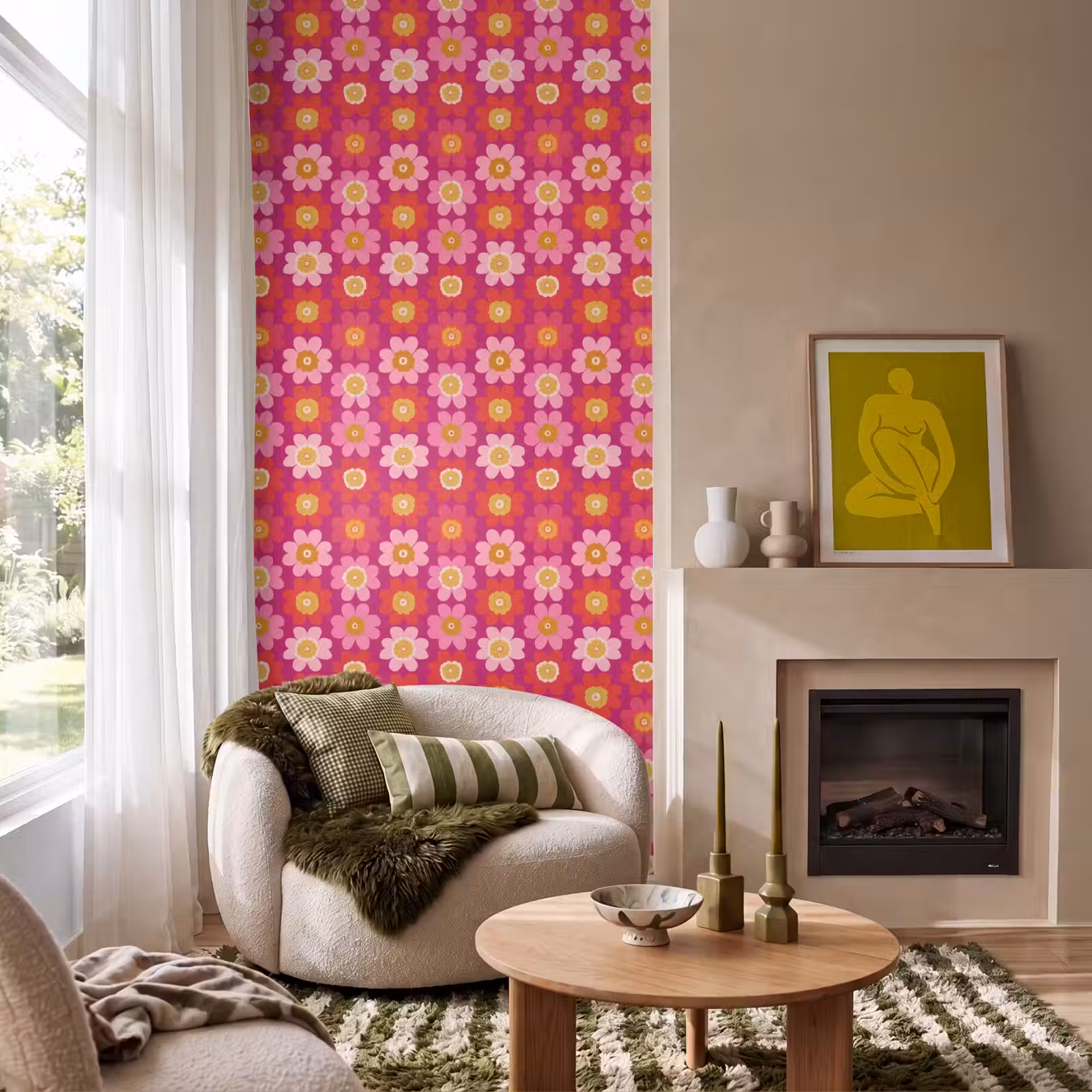 Behang - Bloemen - Retro - Kleurrijk — 1