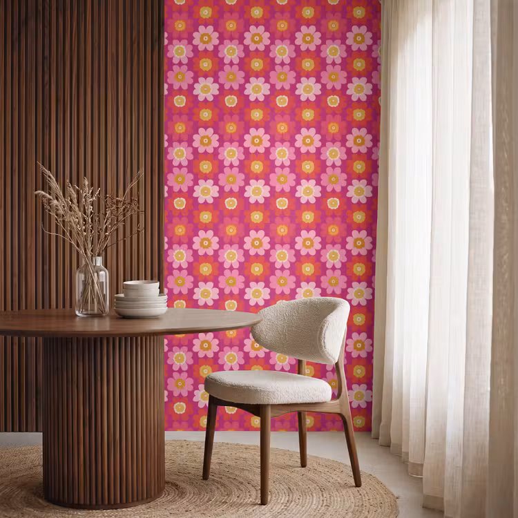 Behang - Bloemen - Retro - Kleurrijk — 4