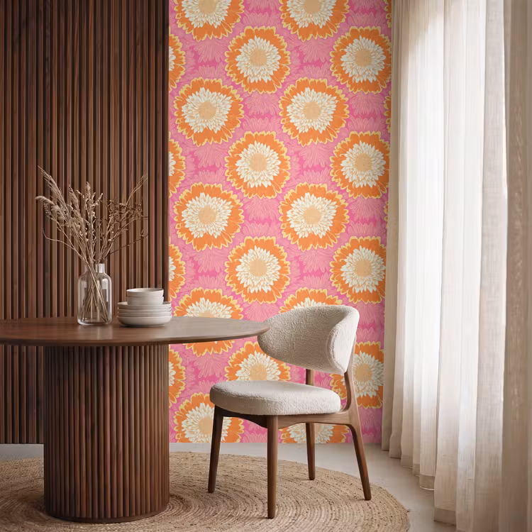 Behang - Retro - Bloemen - Kleurrijk — 4
