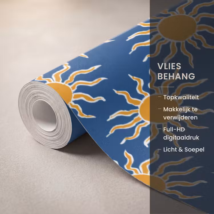 Behang - Zon - Patroon - Blauw — 3