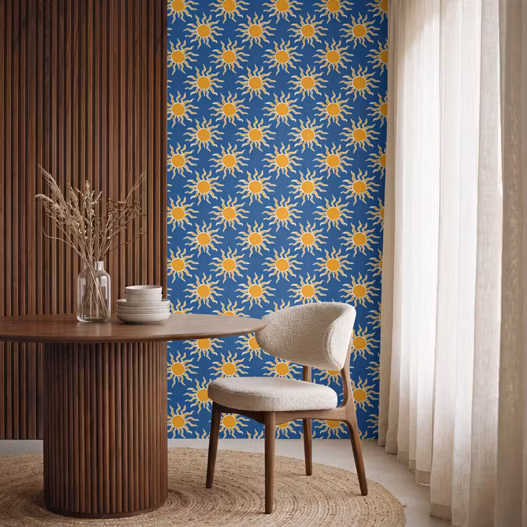 Behang - Zon - Patroon - Blauw — 4