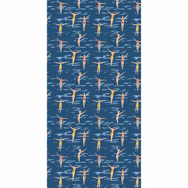 Behang - Zwemsters- Retro - Blauw — 2