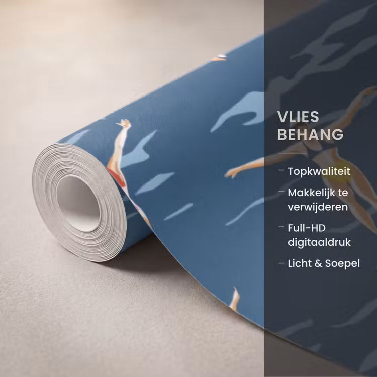 Behang - Zwemsters- Retro - Blauw — 3