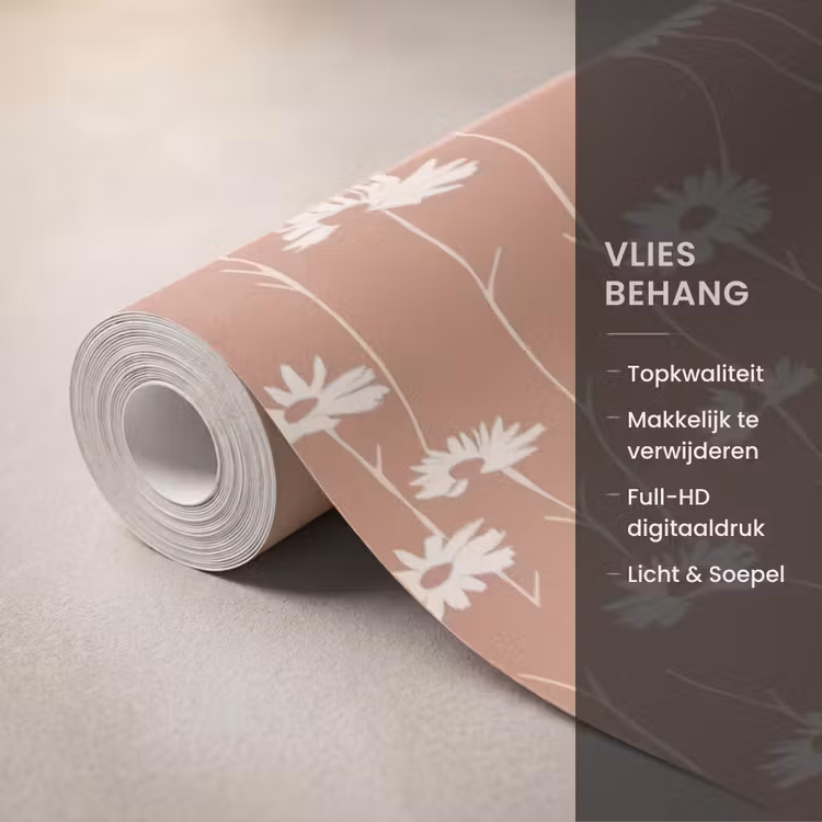 Behang - Madeliefjes - Subtiel - Terracotta — 3