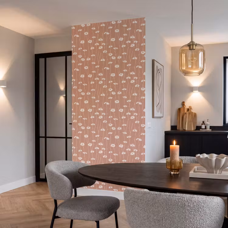 Behang - Madeliefjes - Subtiel - Terracotta — 5