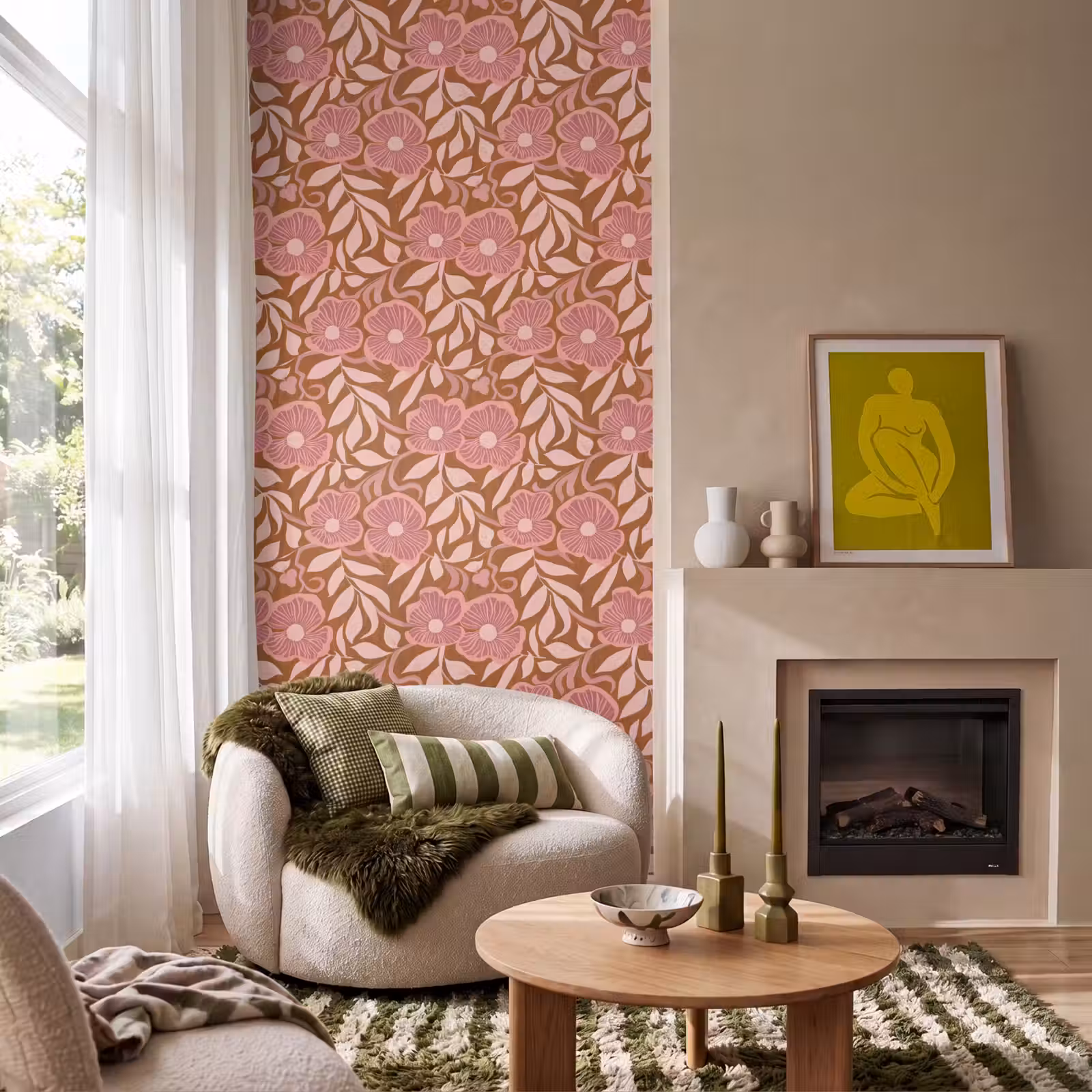 Behang - Sfeer - Bloemen - Roze — 1