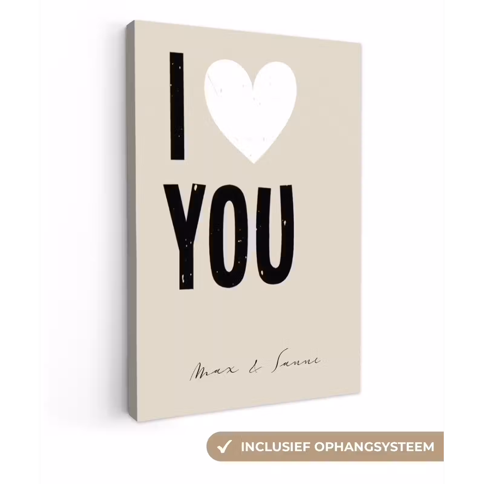 Gepersonaliseerd canvas schilderij - I Love You — 1