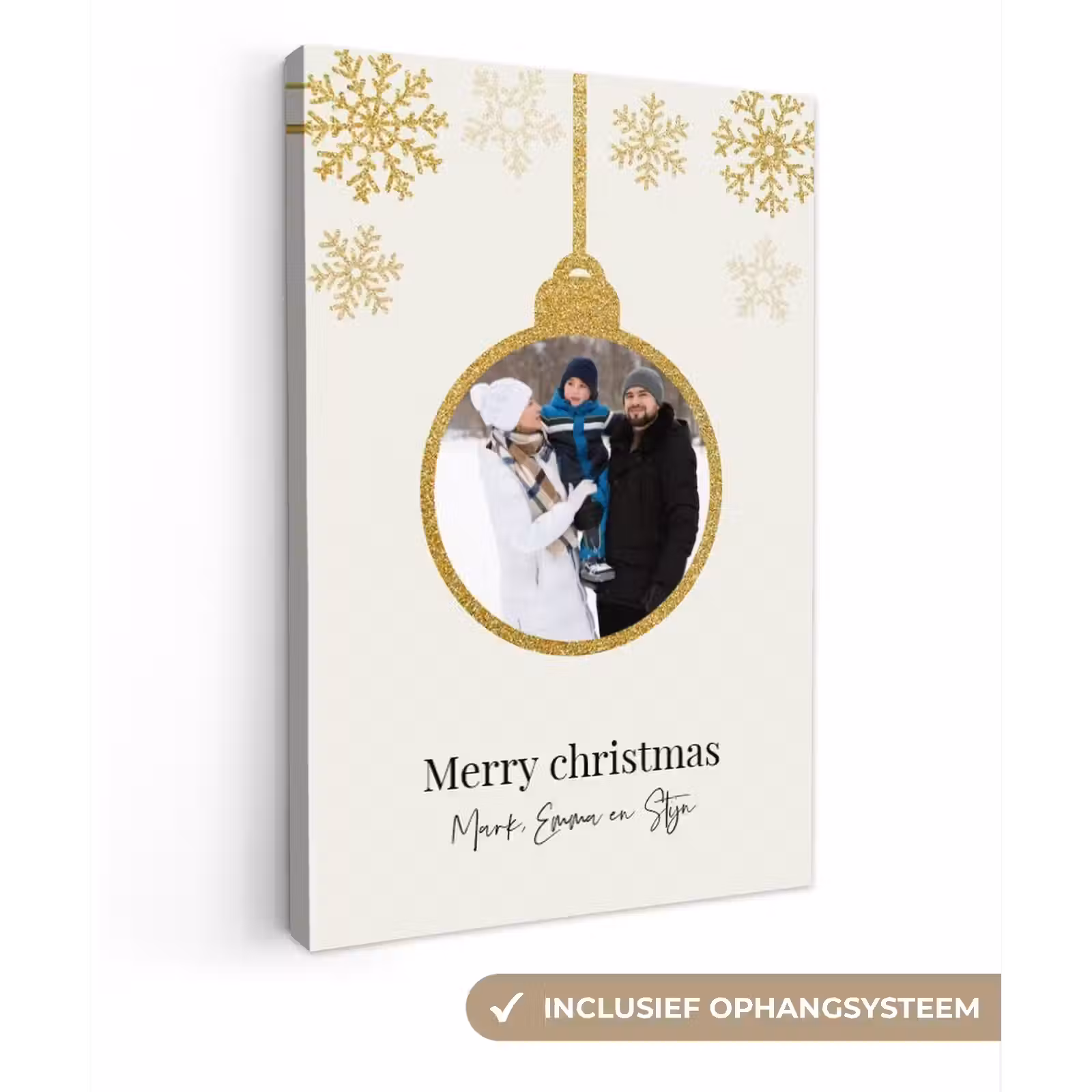 Gepersonaliseerd canvas schilderij - Kerstbal - Merry Christmas - Kerst — 1