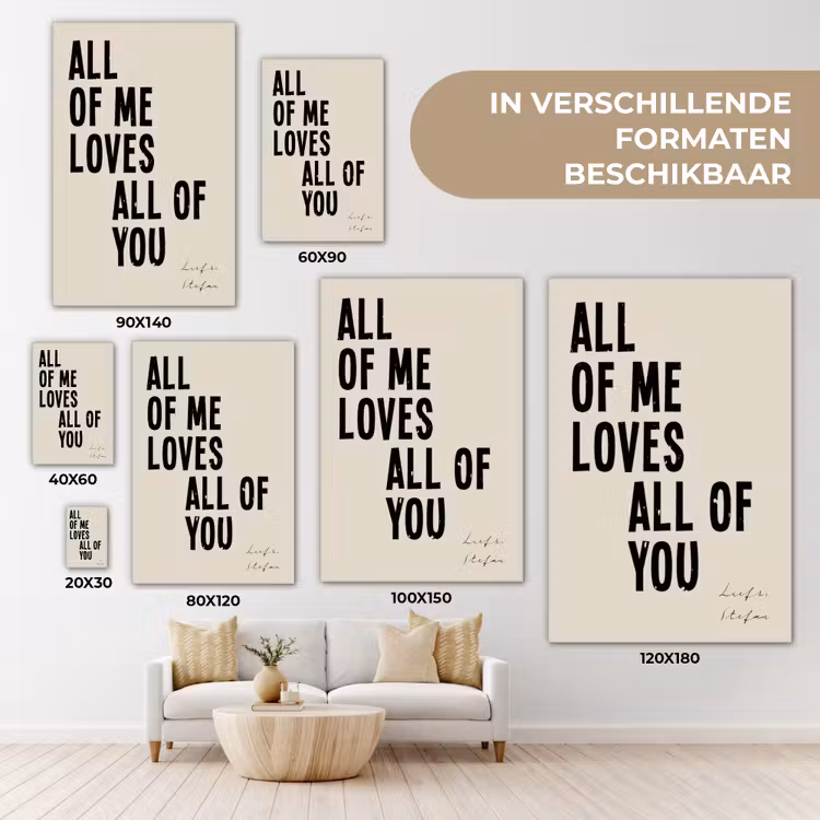 Gepersonaliseerd canvas schilderij - All Of Me Loves All Of You — 5