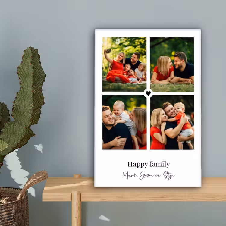 Gepersonaliseerd canvas schilderij - Happy Family - Collage - 4 Foto's — 4