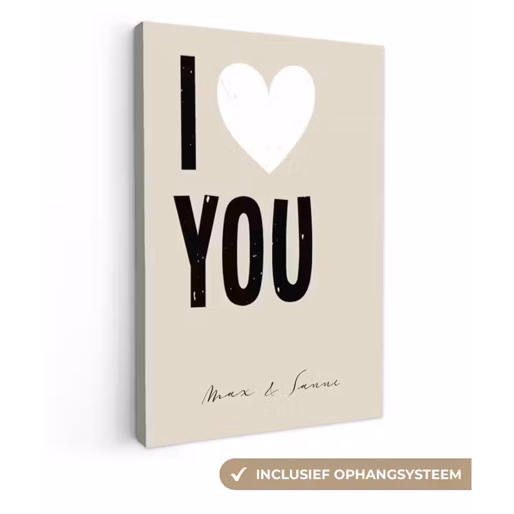 Gepersonaliseerd canvas schilderij - I Love You — 1