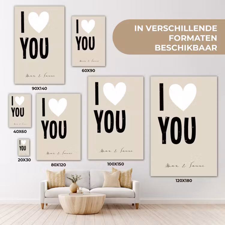 Gepersonaliseerd canvas schilderij - I Love You — 5