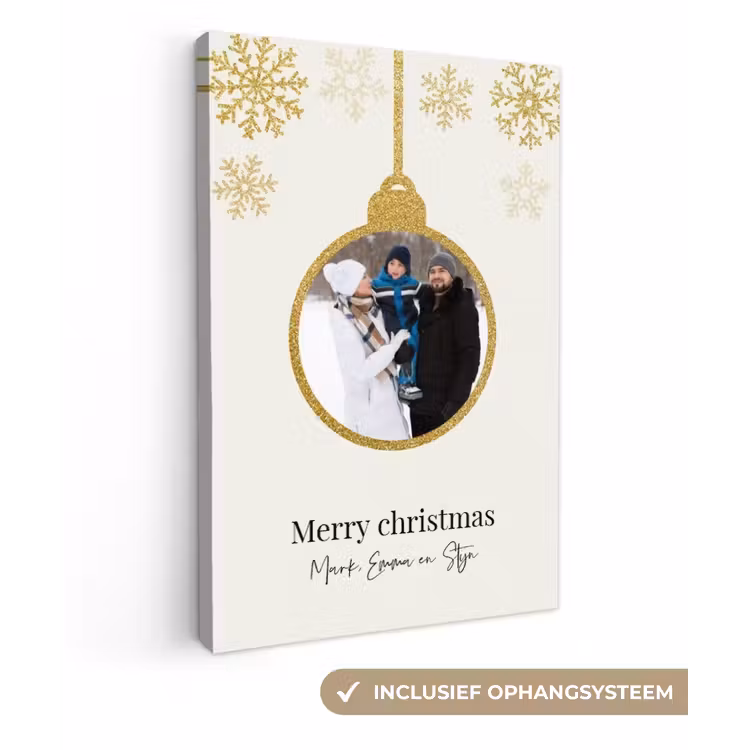 Gepersonaliseerd canvas schilderij - Kerstbal - Merry Christmas - Kerst — 1