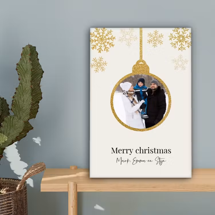 Gepersonaliseerd canvas schilderij - Kerstbal - Merry Christmas - Kerst — 4