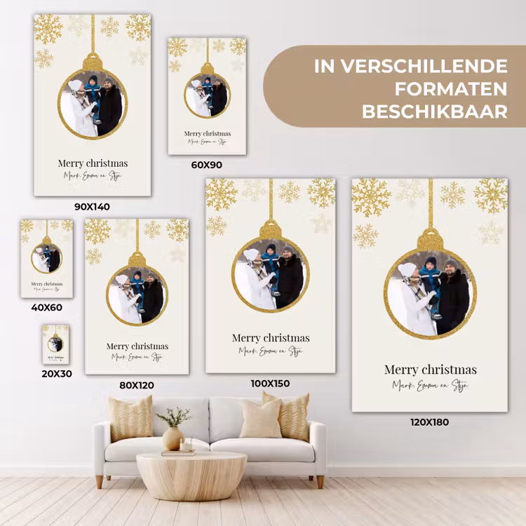 Gepersonaliseerd canvas schilderij - Kerstbal - Merry Christmas - Kerst — 5