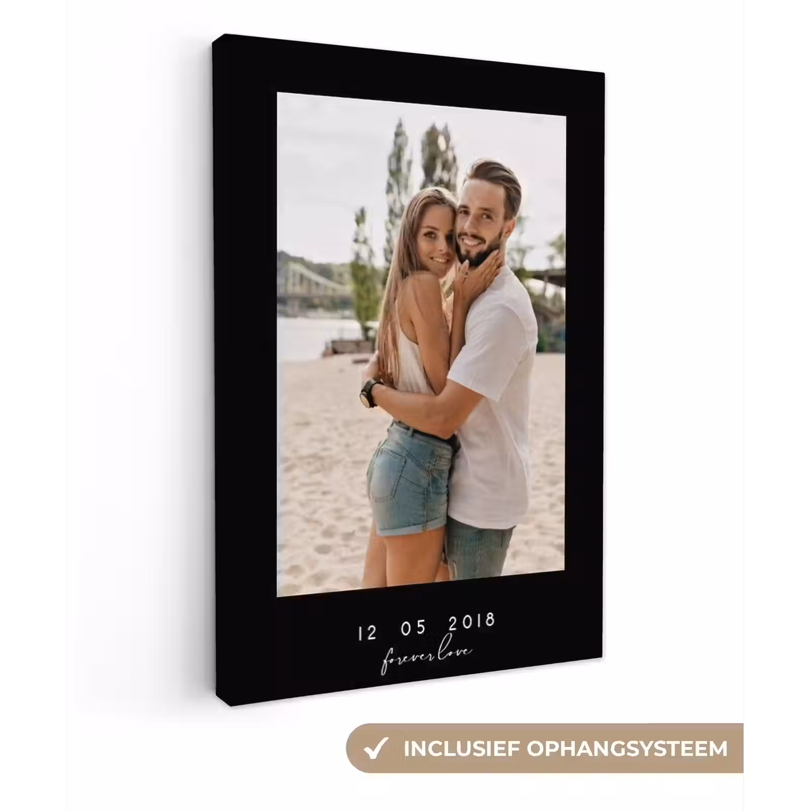 Gepersonaliseerd canvas schilderij - Forever Love - Zwarte Border — 1