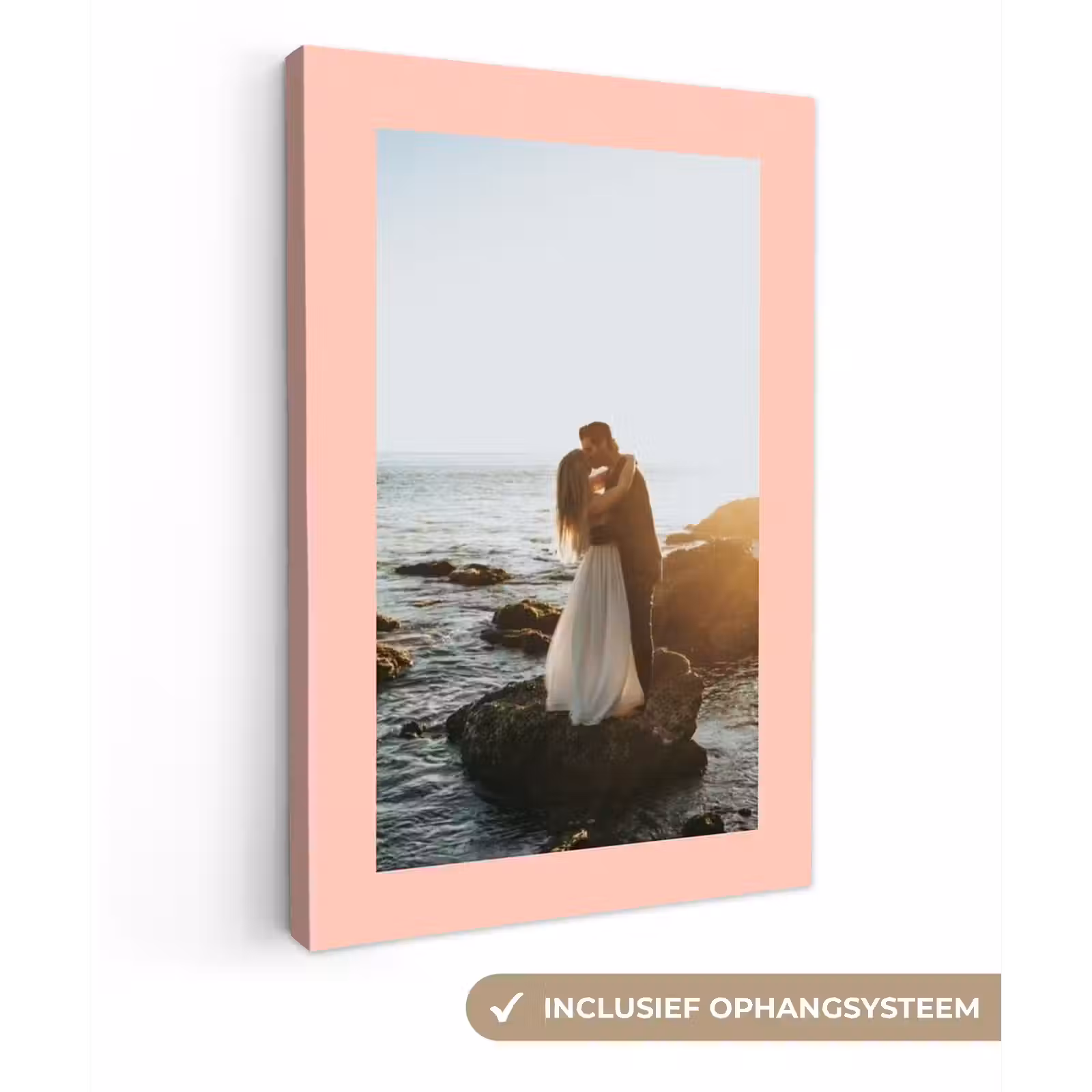 Gepersonaliseerd canvas schilderij - Foto met roze border — 1