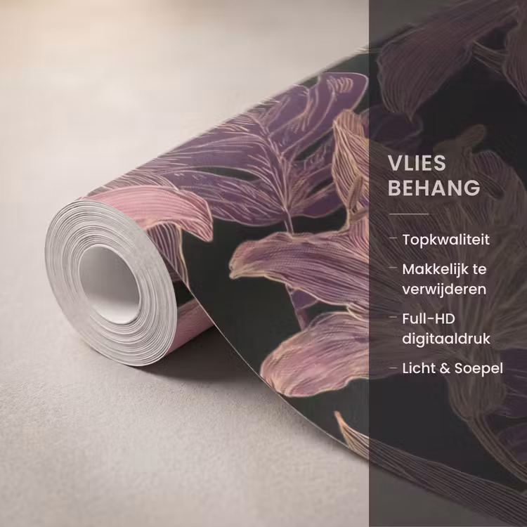 Behang - Lelies - Patroon - Paars - Goud — 3