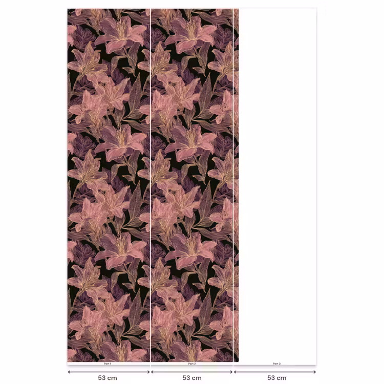 Behang - Lelies - Patroon - Paars - Goud — 6