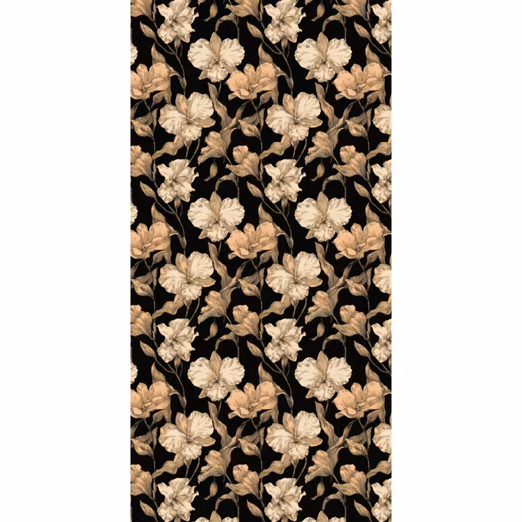 Behang - Orchideeën - Lijntekening - Patroon - Beige - Zwart — 2