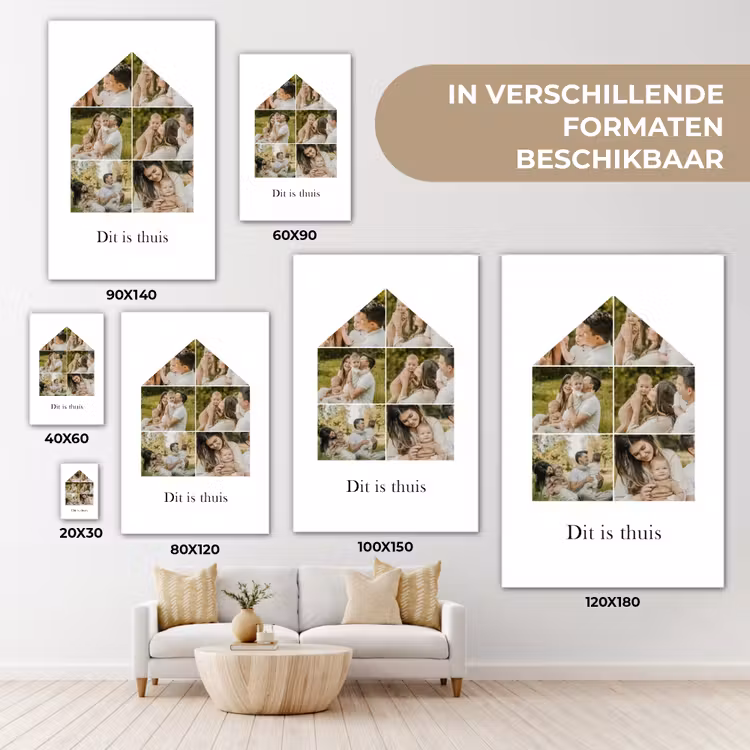 Gepersonaliseerd canvas schilderij - Dit Is Thuis - Collage — 5