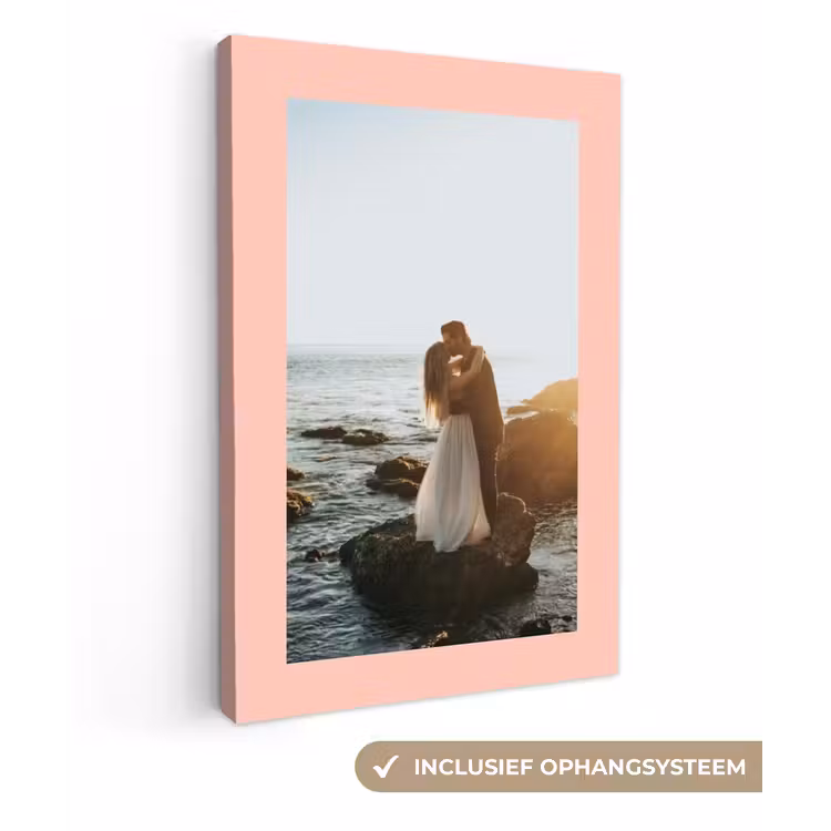 Gepersonaliseerd canvas schilderij - Foto met roze border — 1