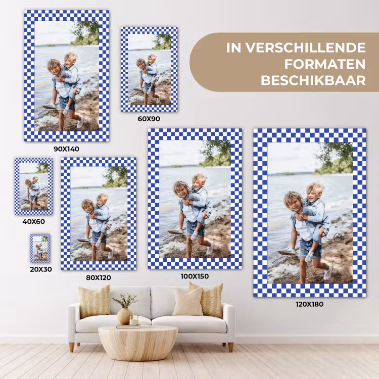 Gepersonaliseerd canvas schilderij - Geruite border — 5