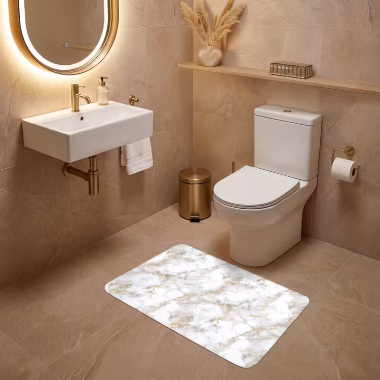 Wc Mat - Gouden aders - Marmer - Wit — 4