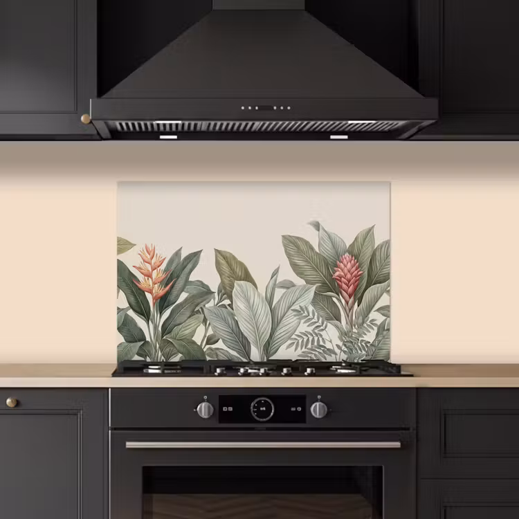 Spatscherm keuken - Tropisch - Planten - Modern - Groen — 2