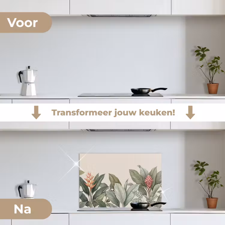 Spatscherm keuken - Tropisch - Planten - Modern - Groen — 3