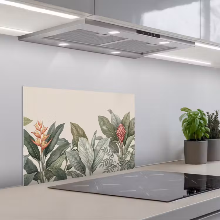Spatscherm keuken - Tropisch - Planten - Modern - Groen — 5