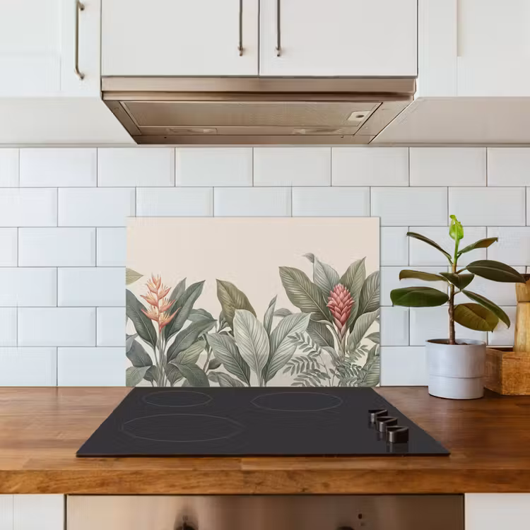 Spatscherm keuken - Tropisch - Planten - Modern - Groen — 6