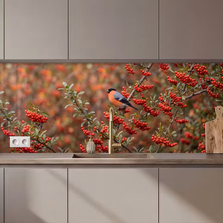 Keuken achterwand - Goudvink - Bessen - Herfst - Natuur - Kleurrijk
