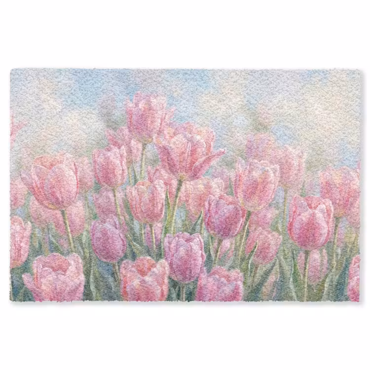 Vloerkleed - Tulpen - Veld - Lente - Roze — 1
