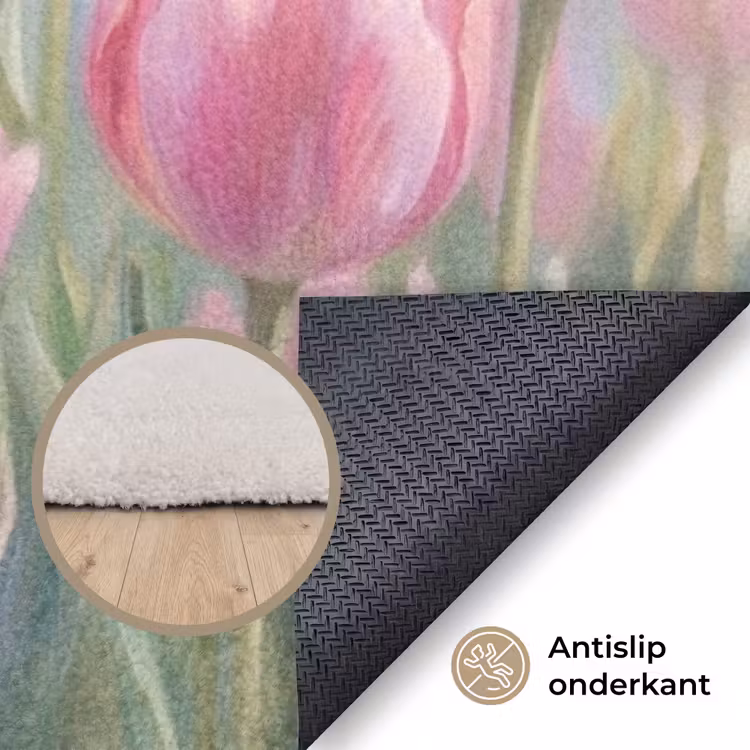 Vloerkleed - Tulpen - Veld - Lente - Roze — 4