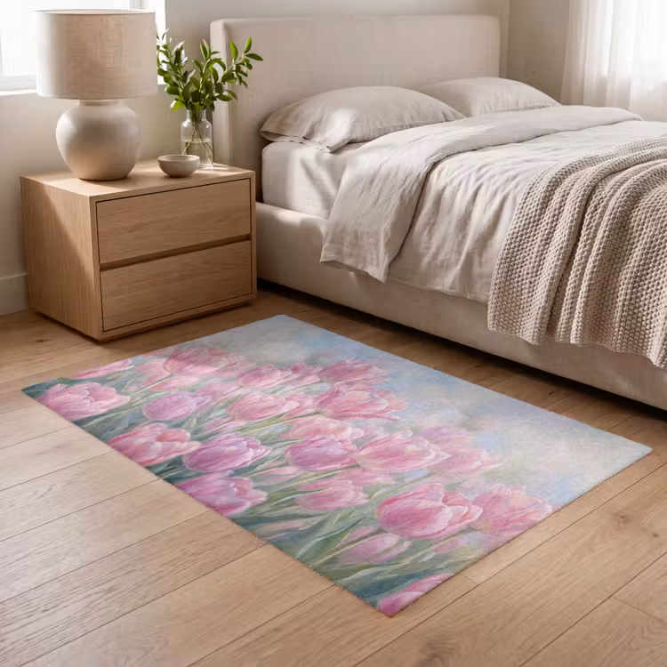 Vloerkleed - Tulpen - Veld - Lente - Roze — 6