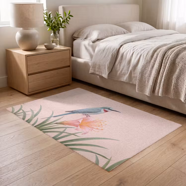 Vloerkleed - Vogel - Bloem - Natuur - Roze — 6