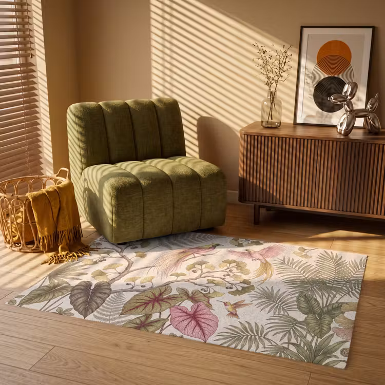 Vloerkleed - Vogels - Tropisch - Botanisch - Roze — 2