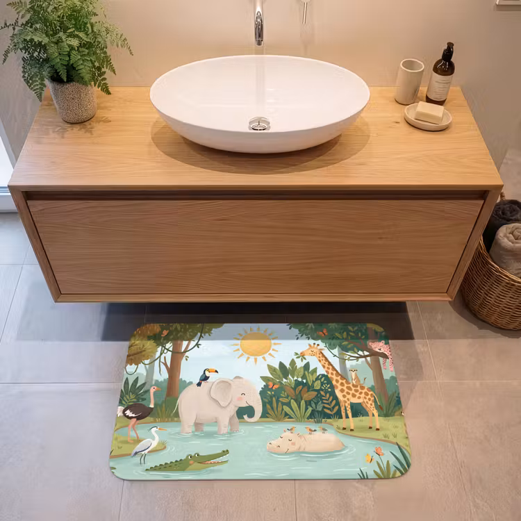Badmat - Jungle - Oase - Dieren - Kleurrijk — 2