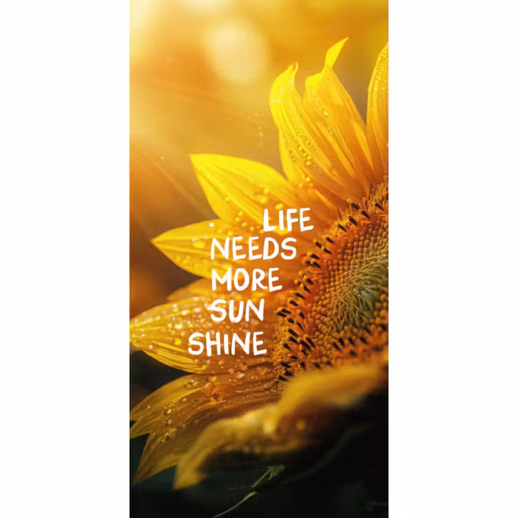 Behang - Zonnebloem - Close up - Geel - Quote — 2