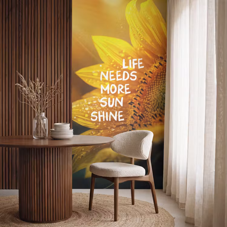 Behang - Zonnebloem - Close up - Geel - Quote — 4