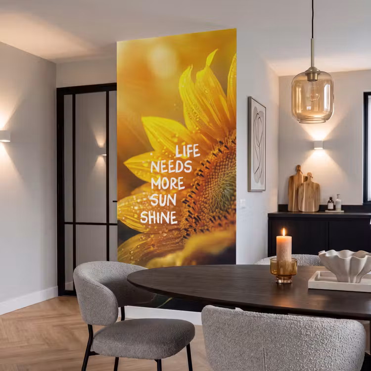 Behang - Zonnebloem - Close up - Geel - Quote — 5