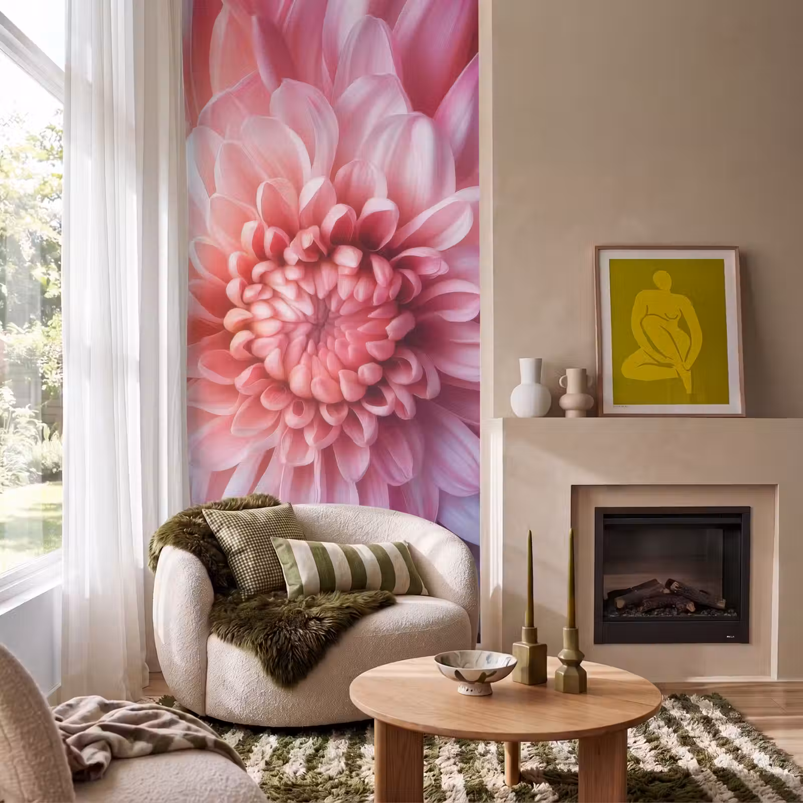 Behang - Dahlia - Bloem - Close up - Roze — 1