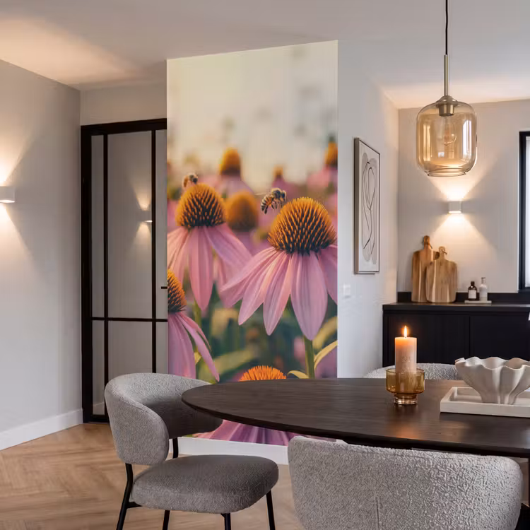 Behang - Bloemen - Paars - Bijen — 5