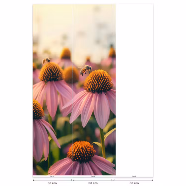 Behang - Bloemen - Paars - Bijen — 6