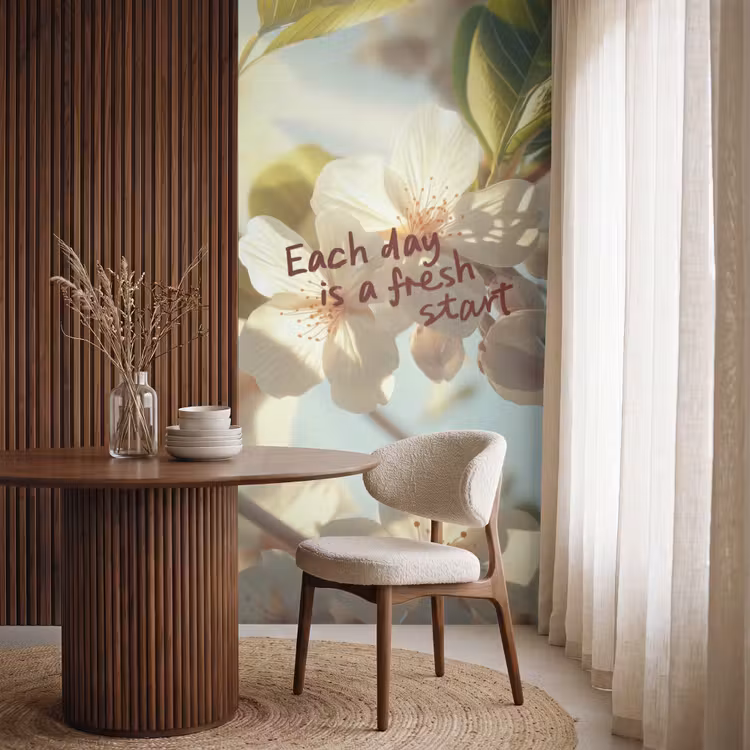 Behang - Bloesems - Zonlicht - Quote - Wit — 4